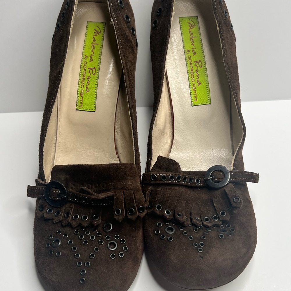 Materia Prima Goffredo Fantini Heels Pumps Size 40 9 Brown Suede Leather Italy